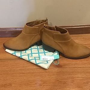 Born in California ankle-high, brown booties.